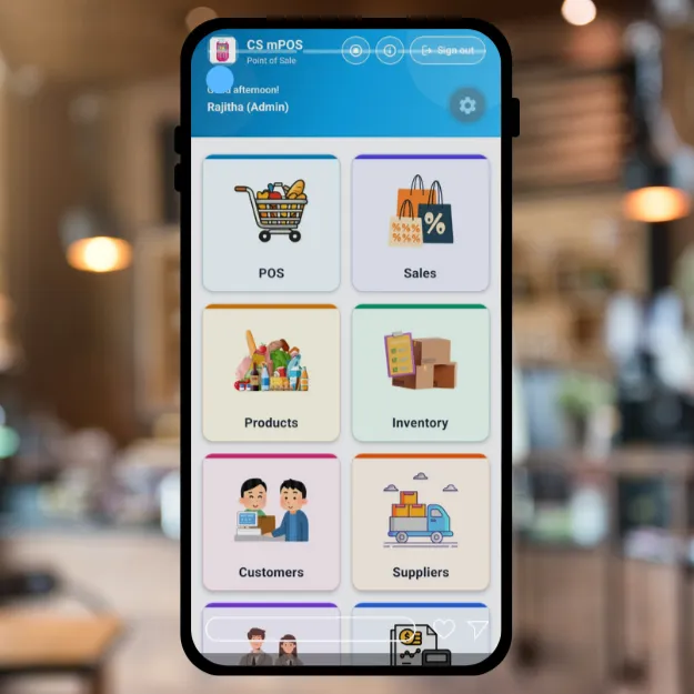 CS mPOS mobile point of sale app on Android phone